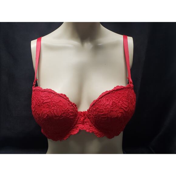 Red Floral Lace Padded Wire Bra | Size 34B - Picture 6 of 6